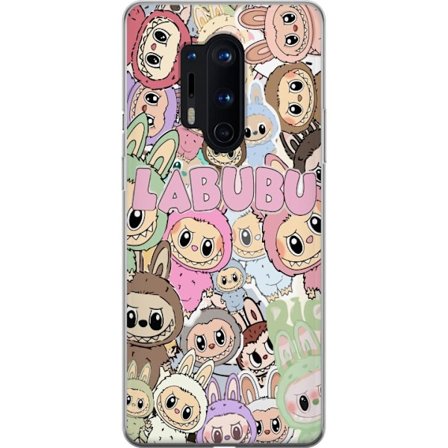 Yhteensopiva Puhelinkuori OnePlus 8 Pro Ruusunpunainen kawaii-kompositio, jossa on söpöjä piirrettyjä hahmoja ja pehmeitä muotoja