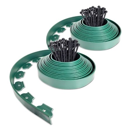 Grønn plast hagekant 20 meter med 60 ankerstolper Flexi