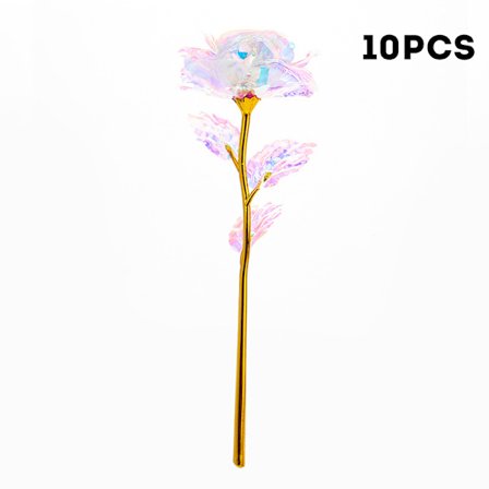 5/10 st rosblomma med utsökt ask Dekorativ färgglad ros insvept av gyllene folie Present till flickor Mamma 25*8cm