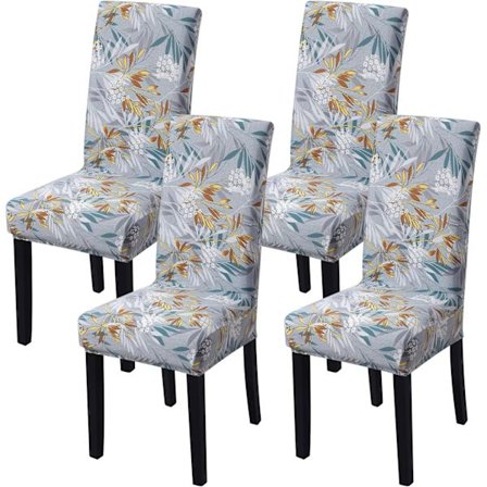 4 stk. julebetræk til stole, strækbare, aftagelige, vaskbare, spisestue, bladmønster1