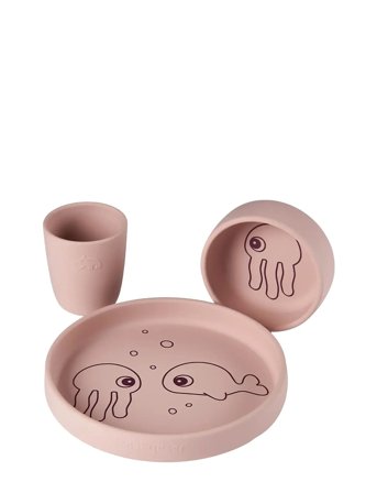 Silic Dinner Set Sea Friends Powder Pink D By Deer