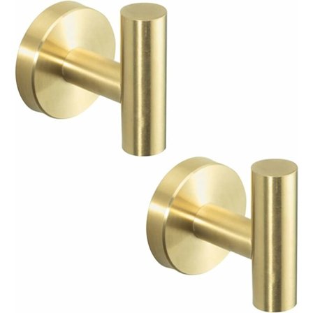 Badeværelses Håndklæde Kroge Væg Krog Beslag Krog Frakke Kroge Håndklædeholder Badeværelse SUS304 Rustfrit Stål Børstet Guld 2STK