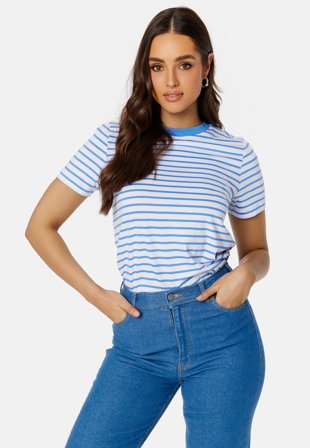 SELECTED Essential SS Stripe O-Neck Tee Ultramarine stripe Klær