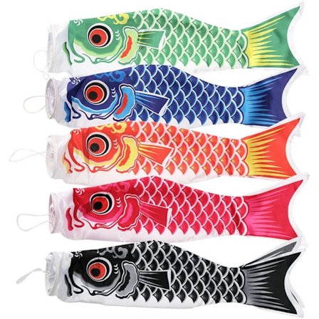 5 stk. Japansk karpe vindsekk streamer fiskeflagg kite Nobori flagg Koinobori hengende dekor hjemme utendørs vind streamer for hage sushi 70cm