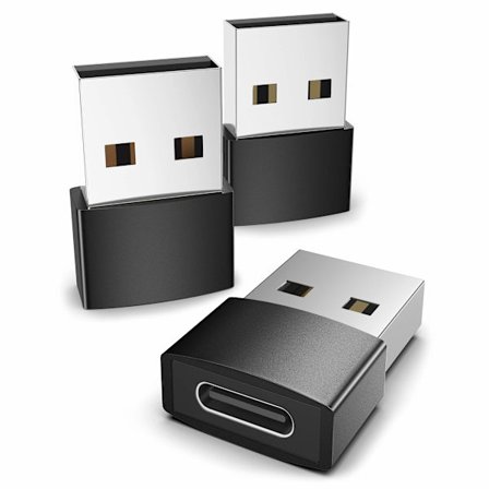 USB C hunn til USB hann adapter, 3-pak, svart