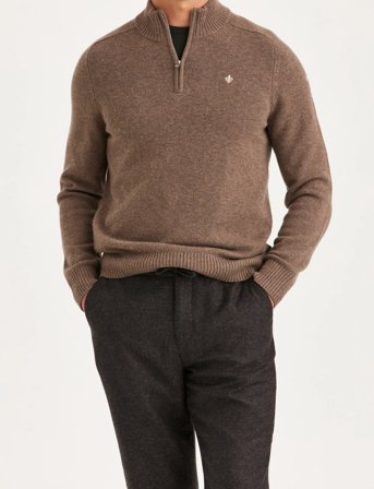 Morris New Hertford Half Zip - Brown - XXL