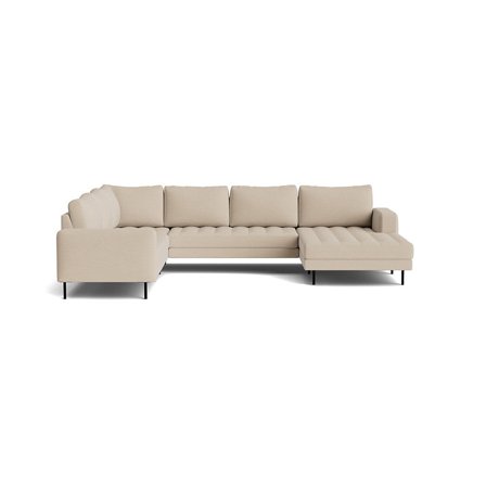 Komfortabel Rouge U-sofa, højrevendt - Skyland Beige - 344x254x89cm med vendbare ryghynder & pulverlakerede ben - Perfekt til afslapning