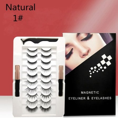 10 par magnetiska ögonfransar Eyeliner Liquid & Tweezers Set