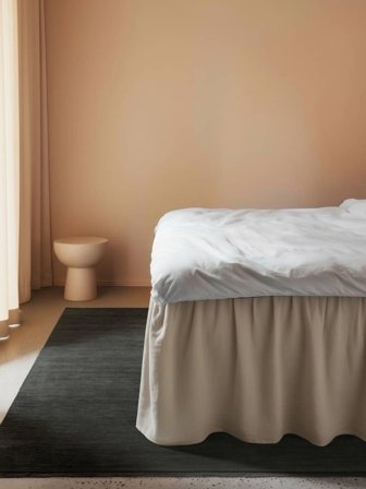 Tapis De Laine Uni Handloom Fringes Noir/Gris Grand