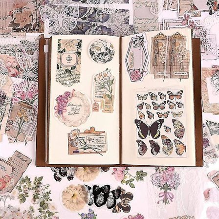 260 stk Vintage Scrapbooking Stickers Pakke, DIY Retro Journaling Tilbehør Stickers Kit, Blomster Scrapb