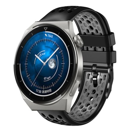 Svart Grå Svart Grå Silikon Armbandsrem kompatibel med Huawei Watch Gt3 Pro 46mm