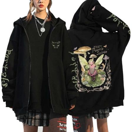 Melanie Martinez Portals Hoodies Tecknad Dragkedja Sweatshirts Hip Hop Streetwear Kappor Män Kvinna Oversized Jackor Y2K Kläder Black2 XXL