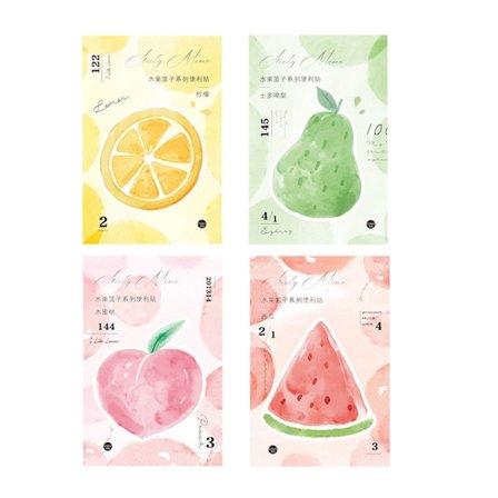 4 Blokke Søde Frugt Sticky Notes Kawaii Sticky Notes Sjove