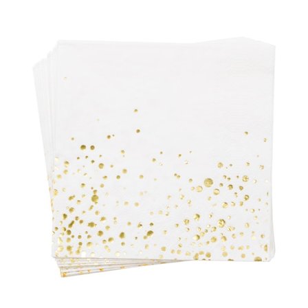 Design House 95 Servett 16st vit/guld Bordstextil Guld ONESIZE