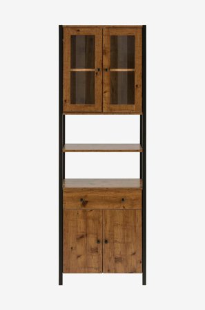 Loft24 - Kylpyhuonekaappi Chris Korkea 2 lasiovea/2 ovea - Ruskea - Kylpyhuoneen kalusteet - - Homeroom