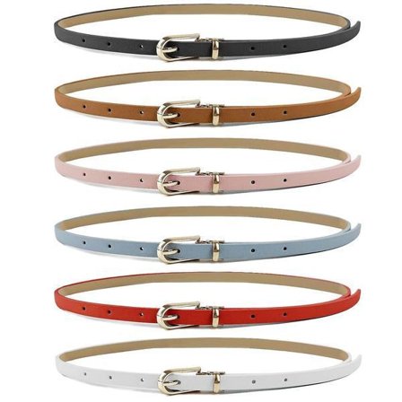 Bælte til kvinder Mode Justerbart Kjole Tilbehør Slim Bælte 6 stk