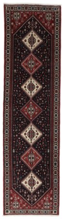 Abadeh Tæppe Orientalsk Løber Sort/Mørkerød (Uld, Persien/Iran)