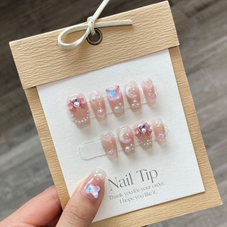 10st Love Butterfly Handmade Nails Pure Manual False Nail XS