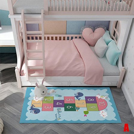 Hinkerude Tæppe Hop Og Tæl Spil Tæppe Med Sødt Farverigt Design Skridsikker Lege Måtte Blødt Gulv