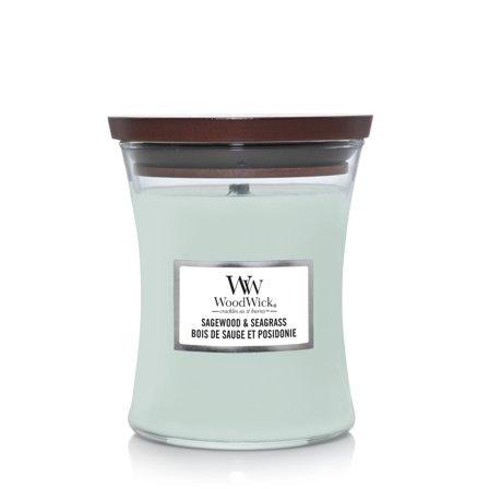 Woodwick Hourglass Candles Sagewood & Seagrass 275g - Candela Profumata