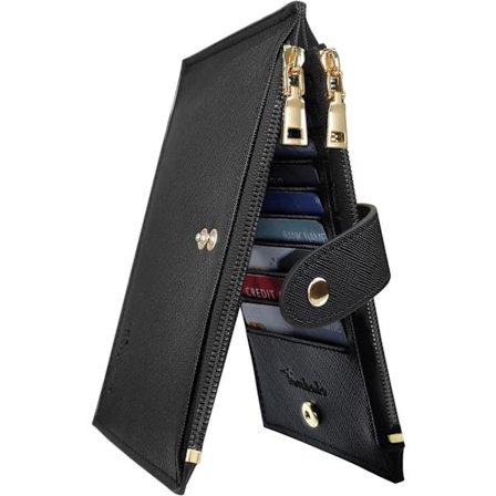 RFID-pung til kvinder - Bifold pung med flere kortlommer og lynlåslomme - Kreditkortholder til kvinder