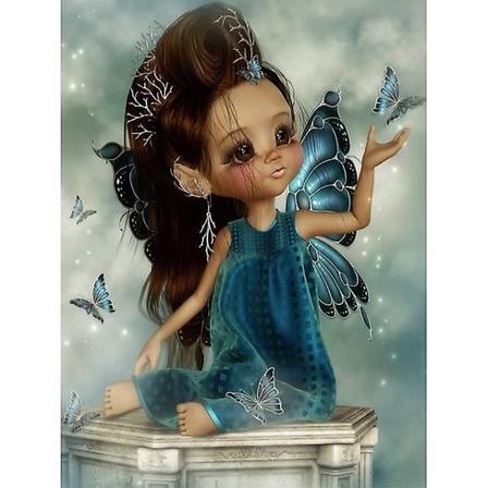 Gör-det-själv 5d Mosaik Full Borr Rund Form Diamant Elf Doll Resin Målning Kit Strass Ritning Hemkonst Hantverk Sovrumsdekoration 110232 15.7x19.6inch