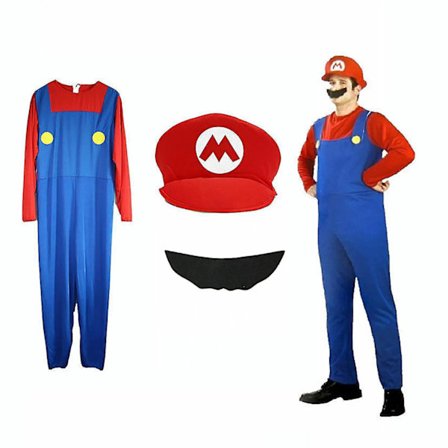 Super Mario Luigi Bros Cosplay Kostume Fancy Dress Outfit Kostym Pige Luigi L