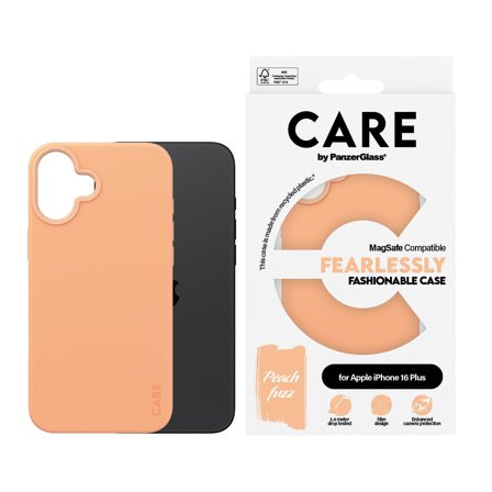 CARE by Panzer Fashionable Case Peachy w. MagSafe iPhone 16 Plus PanzerGlass - High quality tempered glass screen protector