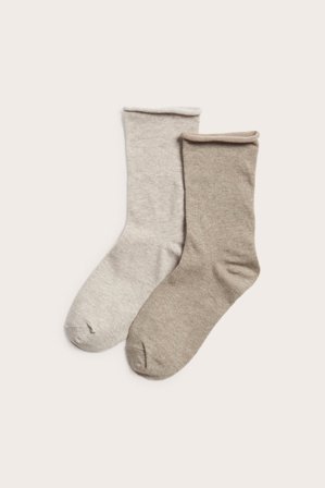 Kappahl | Strumpor med rullad kant 2-pack | Melerad beige
