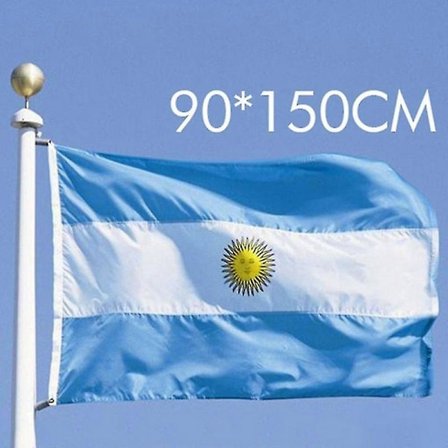 3x5 fot (90 x 150 cm) Argentina-flagg – Levende farger – Lerretshode og dobbeltsøm – Argentinske nasjonalflagg med messingmaljer