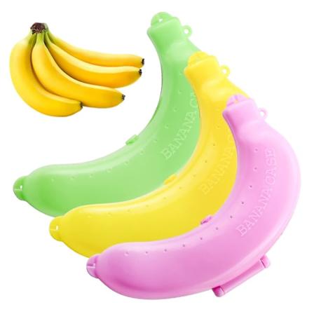 Bananetui 3-pak assorterte farger Bananholder Utendørs Reise Søt Bananbeskytter Oppbevaringsboks