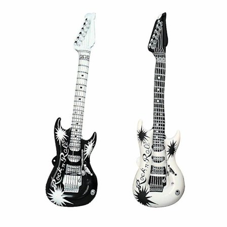 2x Hvit Svart Oppblåsbar Gitar Disco Oppblåsbar Kostymefestrekvisitt Musikk