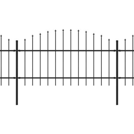 Vidaxl Trädgårdsstaket Med Spjuttopp Stål (1-1,25)x5,1 M Svart Svart