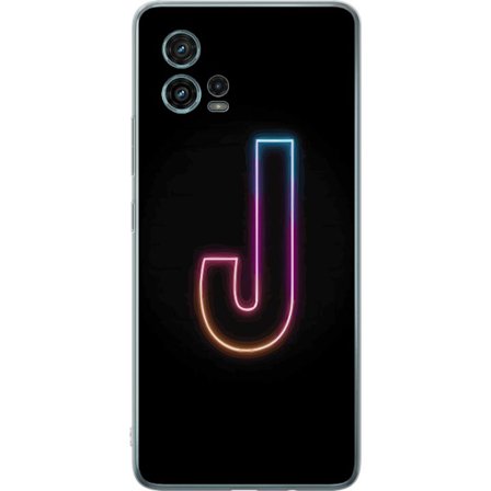 Kompatibelt Mobildeksel til Motorola Motorola Moto G72 Minimalistisk neonbokstav J i fargeskiftende lys mot svart bakgrunn