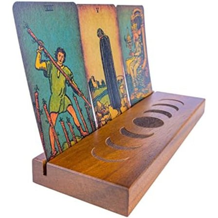 Curawood Tarot Card Holder Stand - Visa dina dagliga bekräftande kort - Trä Tarot Card Stand - Tarot Tillbehör - Tarot Board Altar Stand