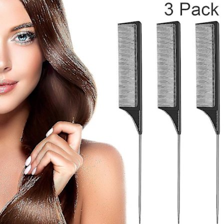 3 Pakk Rottehale Kam Stål Pinne Rottehale Karbonfiber Varmebestandig Tett Kammer Med Rustfritt Stål Pinnehale (svart)