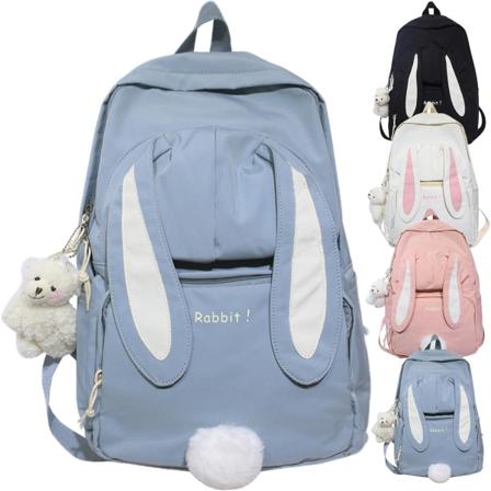 Kawaii-pupujärjestäjä söpöillä lisävarusteilla, suurikapasiteettinen reppu, unisex-tyyliin sopiva matkalaukku, kevyt reppu (sininen)