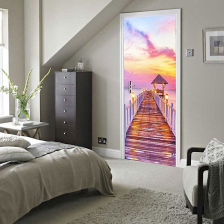 StyleN 95x215cm 3D Dørklistermærke Vinlager Fotovægmaleri Trompe l'oeil Vægklistermærker PVC Vandafvisende Tapet til Soveværelse Badeværelse Køkken 