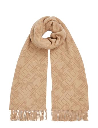 Th Monogram Wool Scarf Accessories Scarves Winter Scarves Beige Tommy Hilfiger