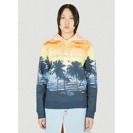 Paco Rabanne, Sunset Hooded Sweatshirt Blauw, Dames, Maat:L