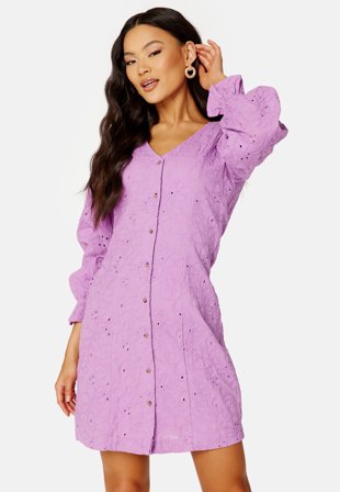 SELECTED Nally LS Short Broderi Dress African Violet Klær