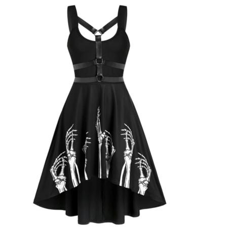 Medeltida Vintage Kvinnor Gotisk Punk Ärmlös Rem Sling Dress