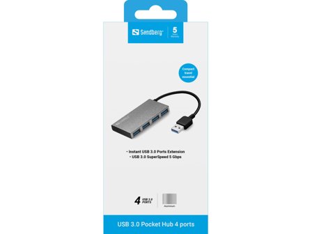 Sandberg USB 3.0 Pocket Hub - hub - 4 porter