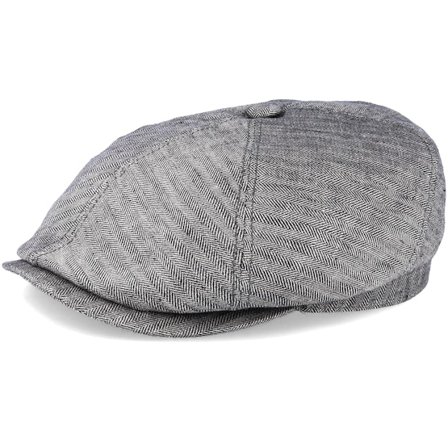 Stetson - 6-Panel Linen Fischgrat Grey Flat Cap Flatcap Grey Cap - @ Hatstore