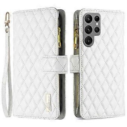 Lærveske med glidelås for Samsung Galaxy S24 Ultra, lommebok-telefondeksel (Stil F)