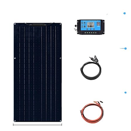 Højtydende Solpanel Kit, 50W/100W Monokrystallinsk, Fleksibelt Design,50W Kit Sort
