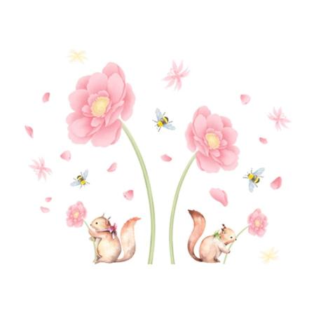 (30*60cm)Vægklistermærker Blomster Bi Vægklistermærker Stue Ba