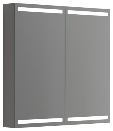 Dansani Luna Level Spegelskåp 80 cm, med ljusstyrning Grå matt, Badrum