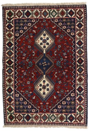 Yalameh Rug 106X150 Dark Pink/Dark Red Wool, Persia