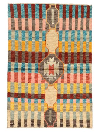 Hand Knotted Berber Colourful Rug 94X138 Orange/Green
